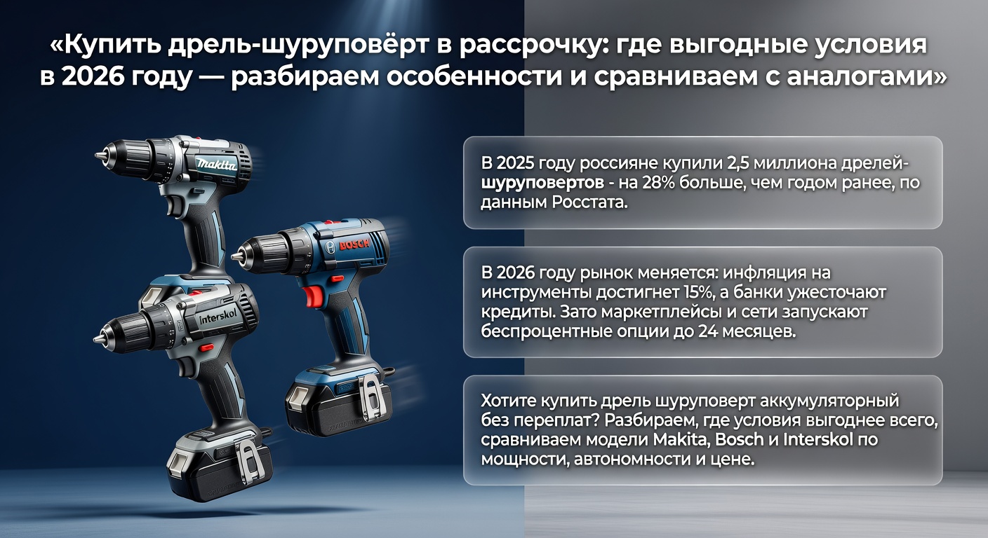 Купить дрель-шуруповёрт в рассрочку: где выгодные условия в 2026 году — разбираем особенности и сравниваем с аналогами