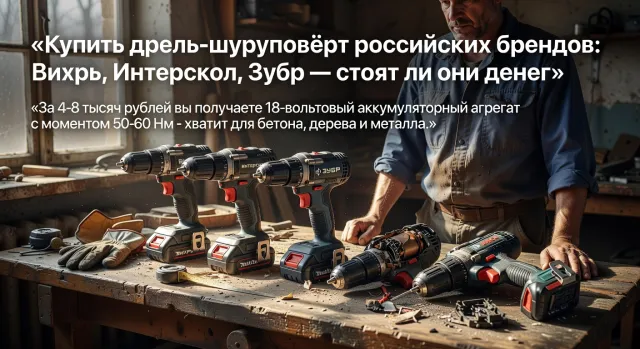 Купить дрель-шуруповёрт российских брендов: Вихрь, Интерскол, Зубр — стоят ли они денег